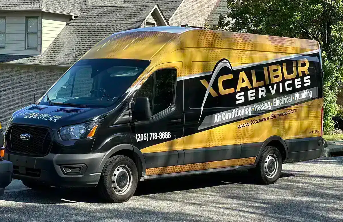 Xcalibur Services work truck outside in front of home for trussville plumbing and backflow testing